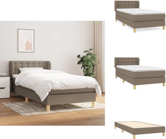 vidaXL Boxspring met matras stof taupe 100x200 cm