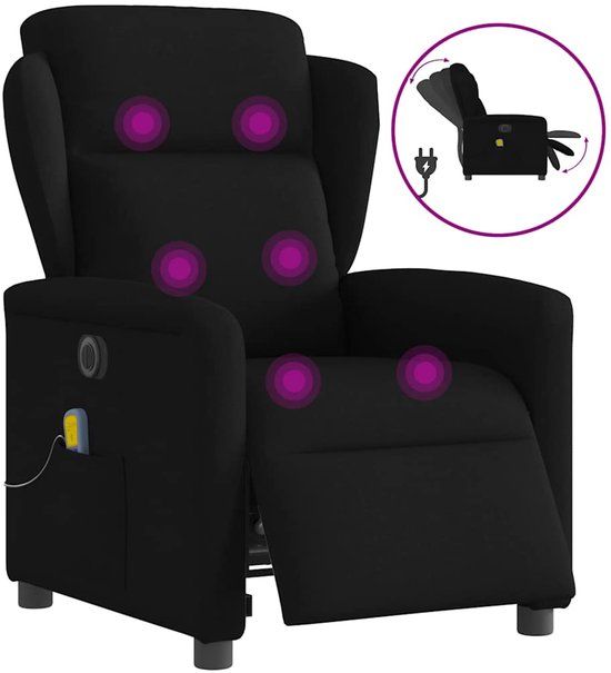 vidaXL Massagestoel elektrisch verstelbaar stof zwart
