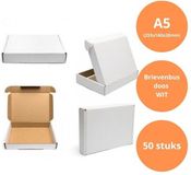 Merkloos / Sans marque G&F verpakkingen 50 stuks Brievenbusdoos 255 x 160 x 28 mm (A5+) - Wit