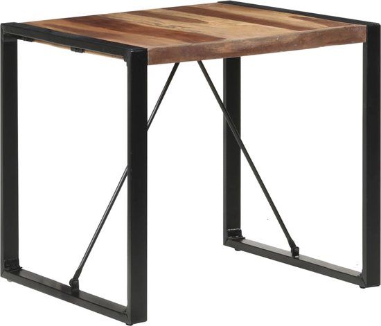 vidaXL Eettafel 80x80x75 cm Massief Hout Zwart Industrieel
