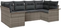 vidaXL Tuinbank - Set - 6 - st - Grijs - Poly - rattan