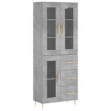 vidaXL Hoge kast, betonkleur, 69,5 x 34 x 180 cm, houtvezelplaat