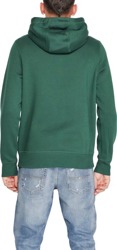 Groen Bedrukt Sweatshirt Met Capuchon En Zakken Aan De Voorkant - XL - Mannen