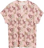s.Oliver Curve s.Oliver T-shirt V-hals Korte mouw Gebloemd Bordeaux Polyester