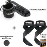 Thor Athletics Lifting Straps incl. Ankle Straps - Combinatie Bundel - Krachttraining Accessoires - Powerlifting Straps - Enkelbanden - Zwart - Inclusief E-Book - One Size