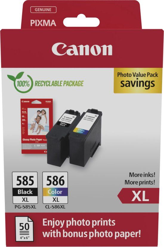 Canon PG-585XL/CL-586XL Combo Pack + Fotopapier