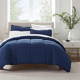 Serta Ultra zachte hypoallergene effen dekbedset, polyester, marineblauw, kingsize
