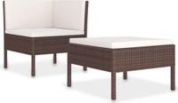 vidaXL - 2-delige Loungeset met kussens, polyrattan, bruin