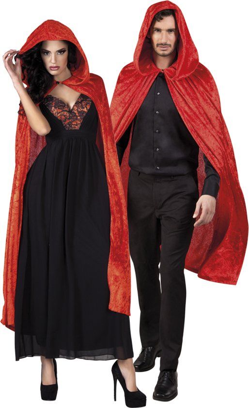Rode cape met velours effect volwassenen Halloween - One size