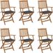 Acaciahout Fauteuils pliants 6 pc avec coussins