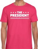Bellatio Decorations Shoppartners Bv The President tekst t-shirt - roze - Heren - Maat XL