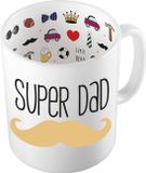 Bellatio Decorations Cadeau koffie/thee mok voor papa - blonde snor - super papa - 300 ml - Vaderdag