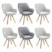 MEUBLE COSY Set van 6 Scandinavische eetkamerstoelen, kaptafel, draaistoel met armleuningen, voor slaapkamer, woonkamer, keuken, kantoor, gestoffeerd met stof en poten van massief hout, meerkleurig