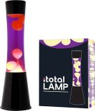i-Total Lampe à lave - Lampe à lave - Lampe d'ambiance - 40x11 cm - Verre/Aluminium - 30W - Violet avec lave jaune - Noir - XL1789