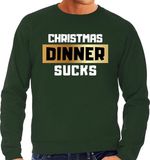 Bellatio Decorations Shoppartners Bv Foute Kersttrui / sweater - Christmas dinner sucks - kerstdiner - groen voor heren - kerstkleding / kerst outfit S