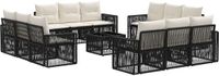 vidaXL Tuinbank Set 13-delig Zwart en Crèmewit Polyrattan