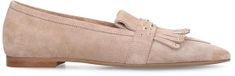 Manfield Femme Mocassins en suède beige avec clous dorés Taille 36