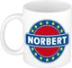 Bellatio Decorations - Norbert voornaam - koffiemok - beker - wit/blauw - 300 ml