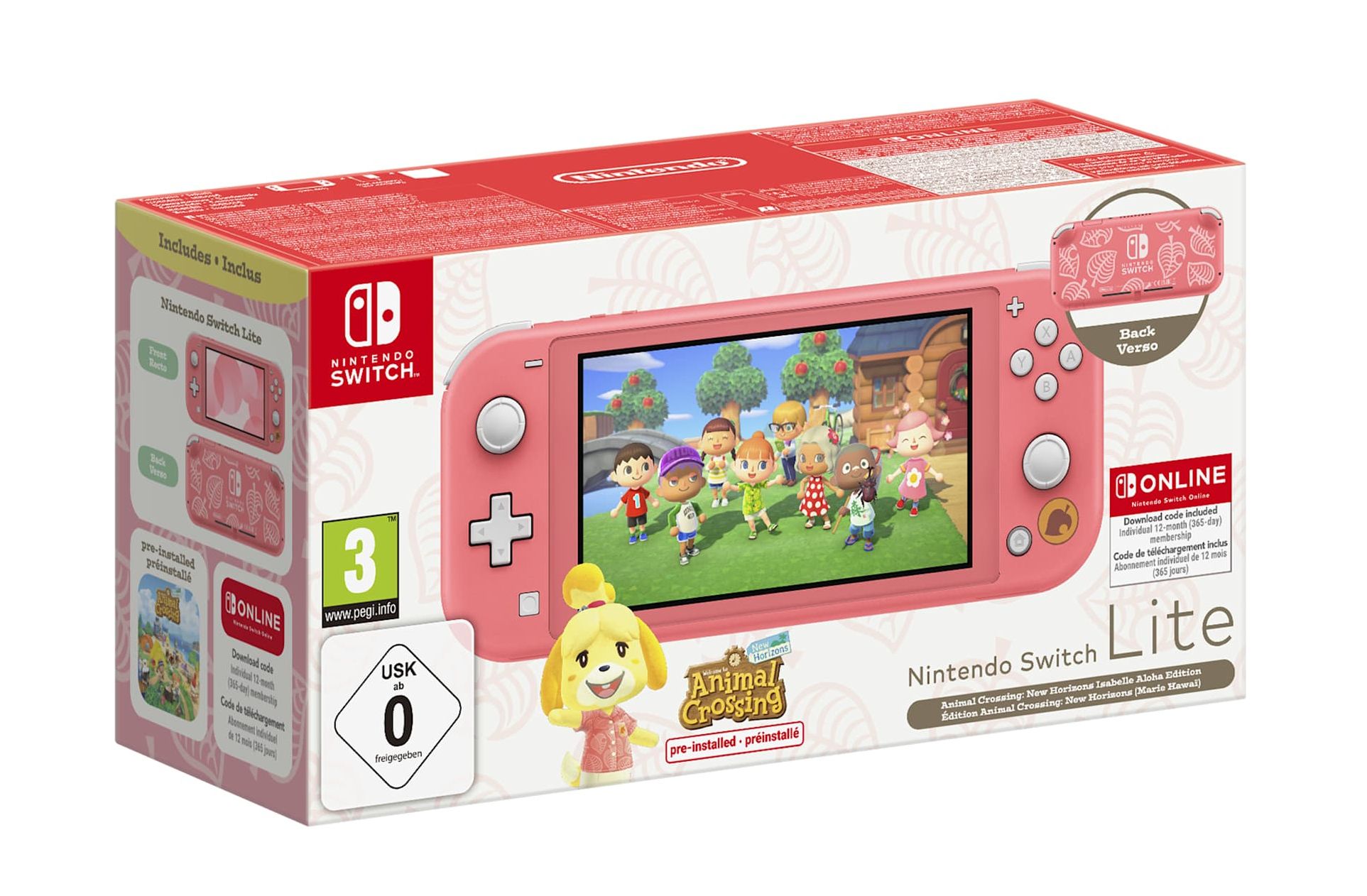 Nintendo Switch Lite Animal Crossing: New Horizons Isabelle Aloha Edition - Koraal