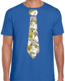 Bellatio Decorations T-shirt voor heren - Geld stropdas - Blauw - Verjaardag - Maat S
