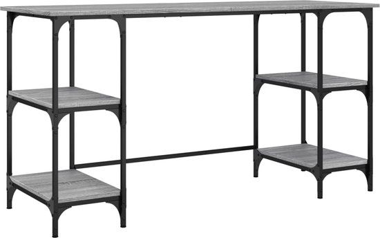 vidaXL Bureau 140x50x75 cm metaal en bewerkt hout grijs sonoma eiken