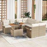 vidaXL Tuinbank Set met Kussens Beige en Crèmekleurig