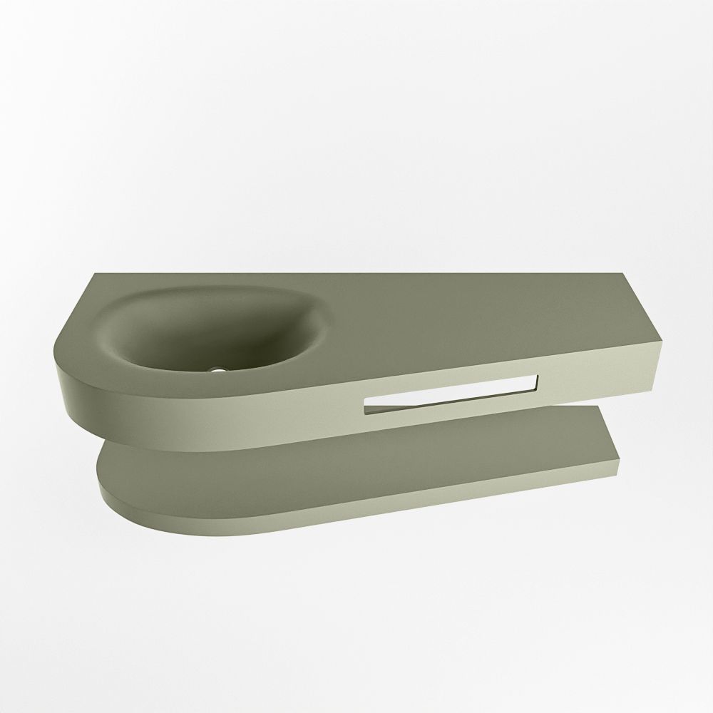 Mondiaz Riva Dulcet badkamermeubel zonder lade links met 1 kraangat 120 army - 120x50x53cm
