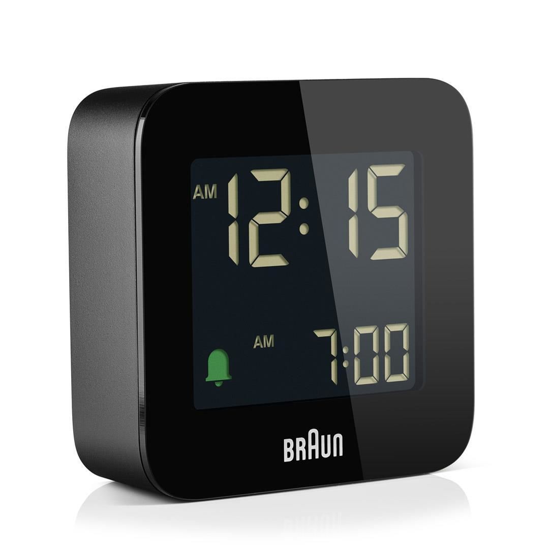 Braun BC08 Digital Alarm Clock - Black - Square - 12/24H - Snooze - LCD