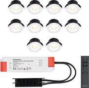 HOFTRONIC 10x Cadiz witte LED Inbouwspots complete set - Dimbaar - 12V - 3 Watt - Veranda verlichting - voor buiten - 2700K warm wit