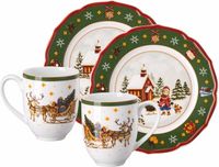 Hutschenreuther Happy Wintertime Set van 4 Gebaksbord Mok Porselein wit-groen