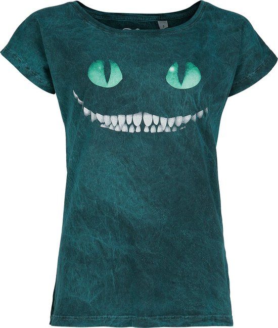 Alice in Wonderland Nastrovje P. GmbH & Co. KG Alice In Wonderland Cheshire Cat Smile Dames T-shirt - petrol - 3XL