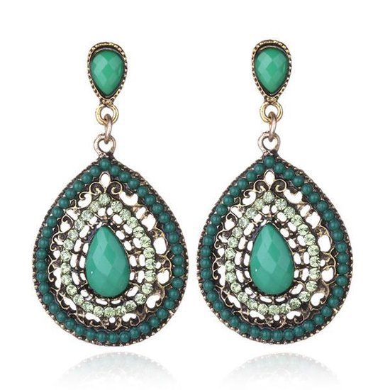 LGT JWLS Lookinggoodtoday Druppelvormige Bohemian dames oorbellen Groen