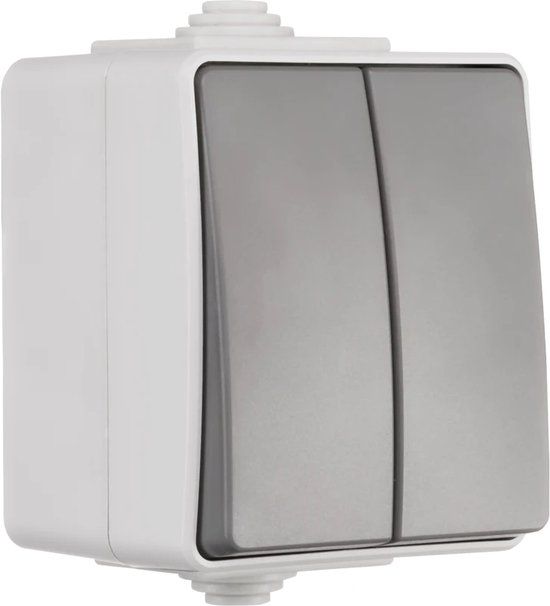 Opbouw Serieschakelaar - Grijs - IP55 - 12 cm breed