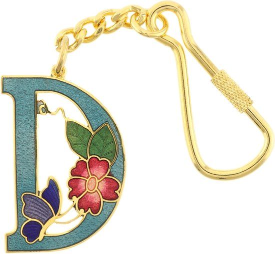 Behave Sleutelhanger blauw emaille letter D 4cm