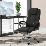 Fauteuil de bureau à roulettes, chaise directionnelle ergonomique pivotante, assise réglable en hauteur, tissu lin noir
