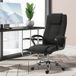 Fauteuil de bureau à roulettes, chaise directionnelle ergonomique pivotante, assise réglable en hauteur, tissu lin noir