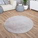 TT Home Tapis de salon à poils courts uni design moderne lavable gris 200 cm rond