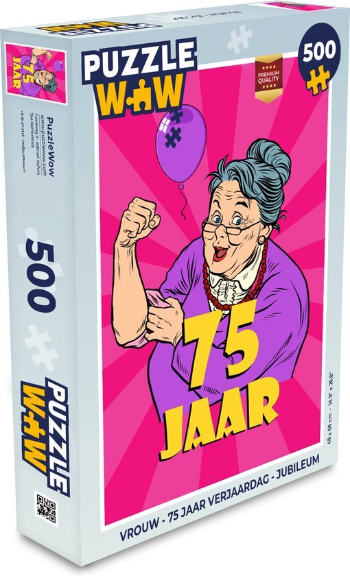 MuchoWow Puzzel Vrouw - 75 Jaar verjaardag - Jubileum - Legpuzzel - Puzzel 500 stukjes