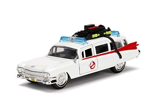 Jada Toys Ghostbuster ECTO-1 Speelgoedauto van decast, deuren om te openen, schaal 1:32, wit