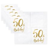 PartyDeco - Servetten - 50th birthday wit (20 stuks)