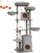 Bol Poteau griffoir - Tour d'escalade - Peluche - Sisal - 60cm x 55cm x 196cm - Gris clair