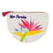 Draeger Paris portemonnee bedrukt exotische bloemen, 100% katoen, ritssluiting en pompon, 12 x 9,5 cm