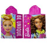 Officiële Barbie Officiële Barbie Hooded Handdoek Poncho | Super zacht gevoel, fris ontwerp | Meisjes Zwemmen Aankleedgewaad Perfect Huis, Bad & Strand, Roze, 115 x 50 cm