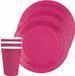 Santex feest/verjaardag servies set - 20x bordjes en bekertjes - fuchsia roze - karton