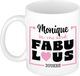Bellatio Decorations Naam mok Monique - wit - Fabulous - keramiek - 300 ml - cadeau collega beker - cadeau