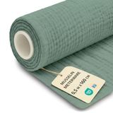 Mousseline stof per meter, 0,5 m x 160 cm, katoenen stof om te naaien, ideaal voor beddengoed, deken, kinderdoek, tafelloper, lichte katoenen stof, mousseline, Oeko-Tex-certificaat, saliekleur