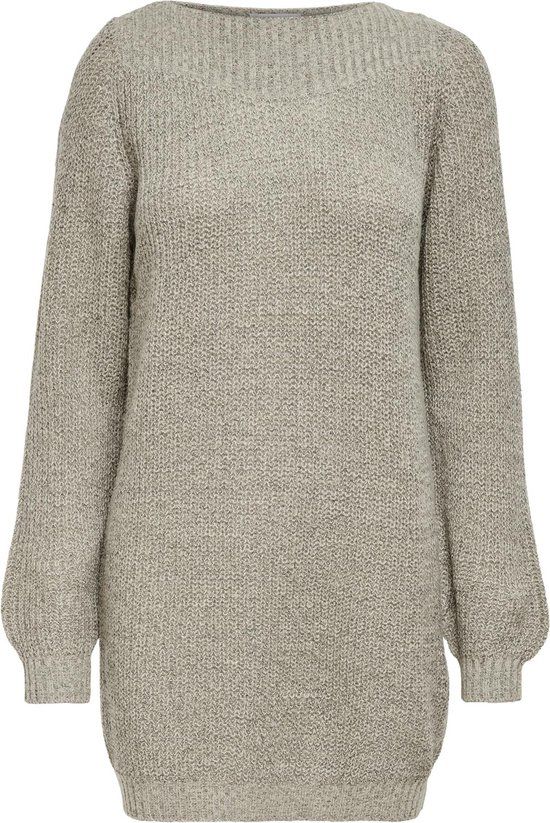 JDY JDYWHITNEY MEGAN L/S BOAT DRESS KNT NOOS Dames Jurk - Maat L - Cement;W Black Ply
