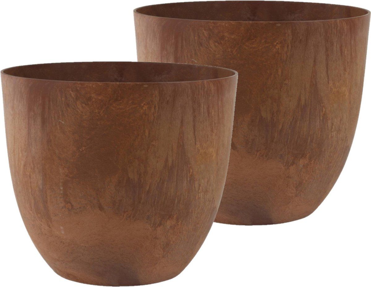 Steege Bloempot/plantenpot - Terra bruin - Ø38 cm - 2 stuks