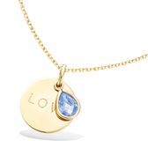 CHIVAL Blue Love Drop Ketting – 18K Verguld Goud – Blauwe Druppel - Ronde Hanger – Tijdloos & Elegant – Hypoallergene Luxe Dames Ketting - Sieraad - Liefde - Romantiek - Geschenkverpakking