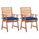 VidaXL Fauteuils de jardin, 2 pièces avec coussins, bois d'acacia massif, bleu